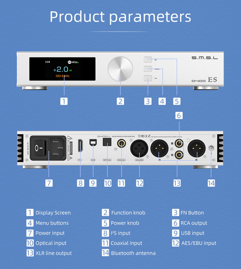 ขาย SMSL D400ES DAC ตั้งโต๊ะระดับเรือธง รองรับ MQA, Dual Hi-Res ประกันศูนย์ไทย