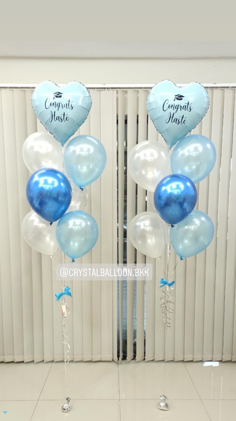 ลูกโป่ง รับปริญญา ช่อลูกโป่ง ฟอยล์หัวใจ 18" 2 ช่อ Theme สีฟ้า พร้อมตกแต่ง สามารถเปลี่ยนสีลูกโป่ง/เปลี่ยนข้อความ/เปลี่ยนสี-ฟอยล์ตกแต่งได้