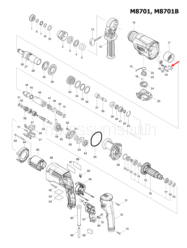 LOCK PLATE สว่านโรตารี่ Maktec มาคเทค, Makita มากีต้า MT871, M8701, M8701B [#54] Pn.346998-0 (แท้) ##