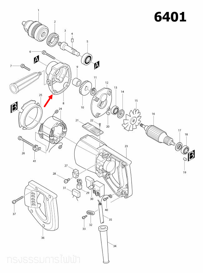 เสื้อเฟือง สว่าน Makita มากีต้า 6401 [#8] Pn.312971-2 (แท้) ##