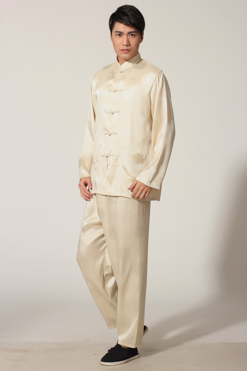 Pre-order ชุดจีน ชาย เสื้อพร้อมกางเกง สีทอง