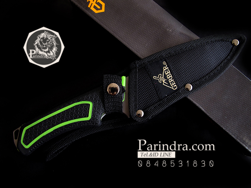 มีดใบตาย GERBER Bear Grylls WARRANT model 30-000440 1016A (OEM) ด้ามสีเขียวตัดสีดำ