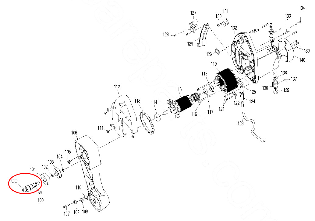 แกนเฟือง-แกนจับใบ แท่นตัดปรับองศา Maktec มาคเทค, Makita มากีต้า MT230 [#99], M2300, M2300B [#72] Pn.JM23000084 (แท้) #H8
