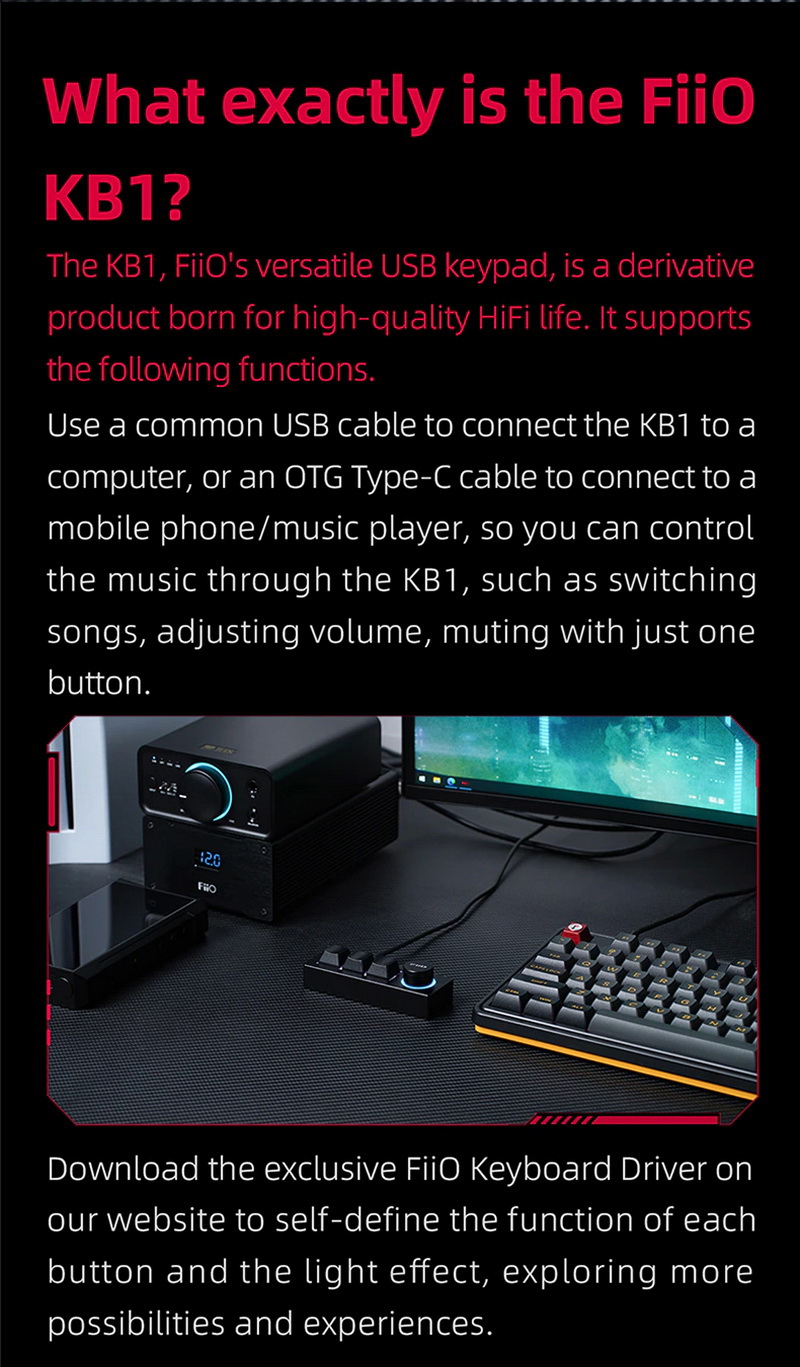 ขาย FiiO KB1 คีย์บอร์ด Mechanical สำหรับเครื่องเสียง ตั้งมาโครได้ ประกันศูนย์ไทย