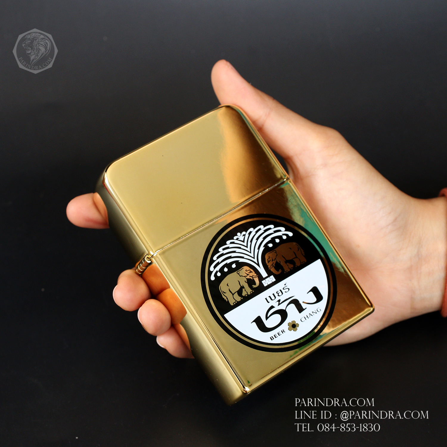 ไฟแช็คน้ำมันยักษ์ ลาย เบียร์ช้าง สีทองเงา