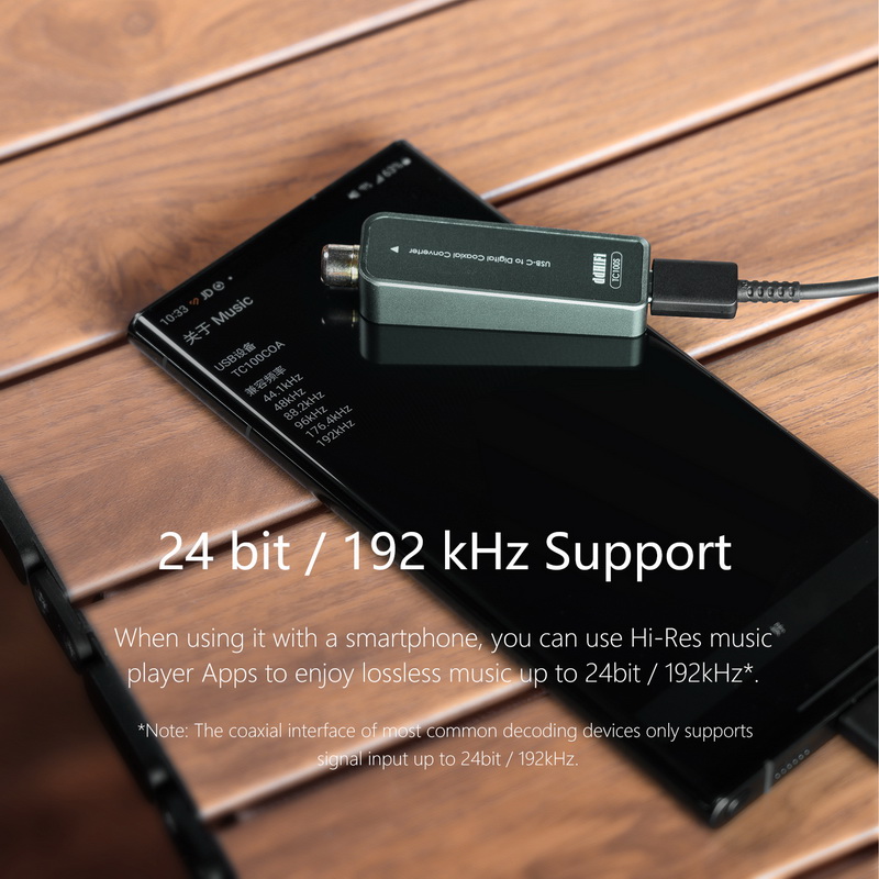 DD TC100S อินเทอร์เฟซดิจิตอล TypeC เป็น RCA Coaxial