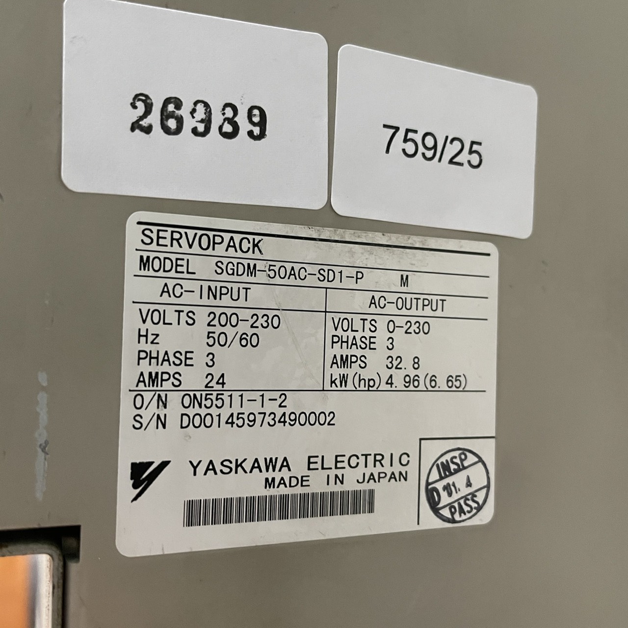 SGDM-50AC-SD1-P SERVO DRIVE " YASKAWA "