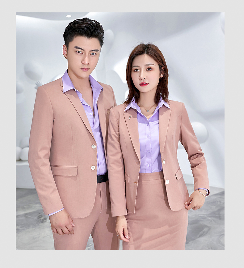 พร้อมเช่า ชุดสูทชาย สูทสีชมพูนู๊ด Nude Pink รุ่น 2 กระดุม (ไม่มีเสื้อกั๊ก)