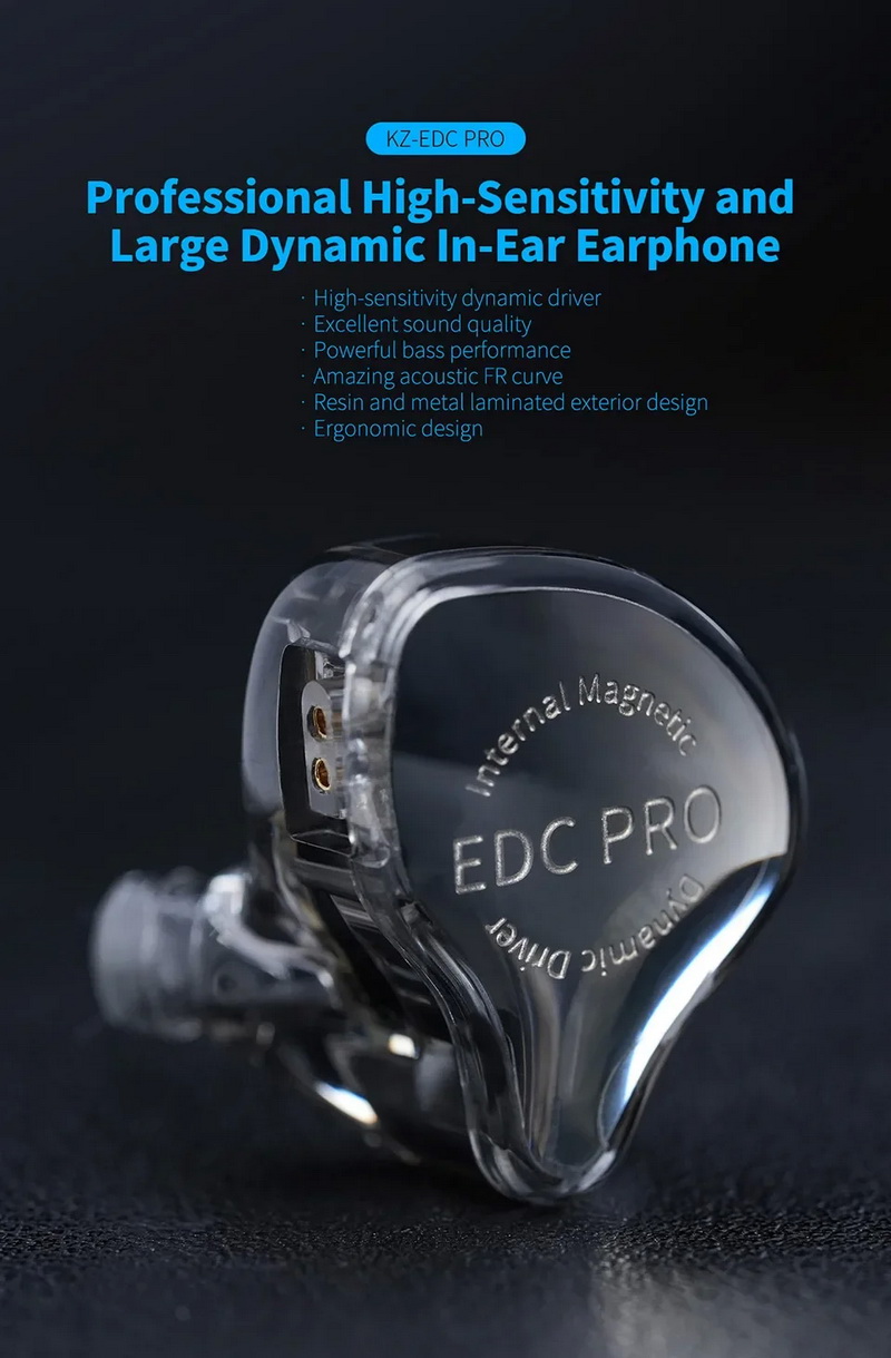 KZ EDC Pro หูฟัง IEMs ไดรเวอร์ Dynamic เบสทรงพลัง เส้นโค้งเสียงที่น่าทึ่ง ประกันศูนย์ไทย