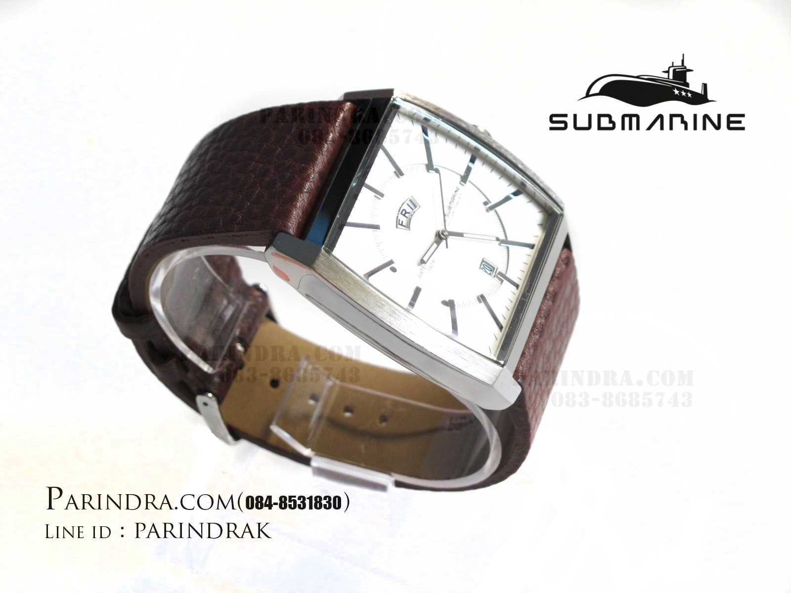 นาฬิกา US Submarine J103MDD ของแท้ 100 % สายหนังน้ำตาลหน้าปัดขาว