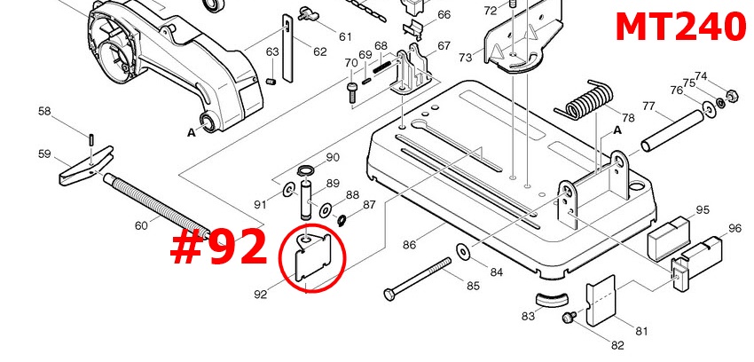 แผ่นจับชิ้นงาน Maktec MT240, MT241 [#92] Pn.345312-7 (แท้) ##