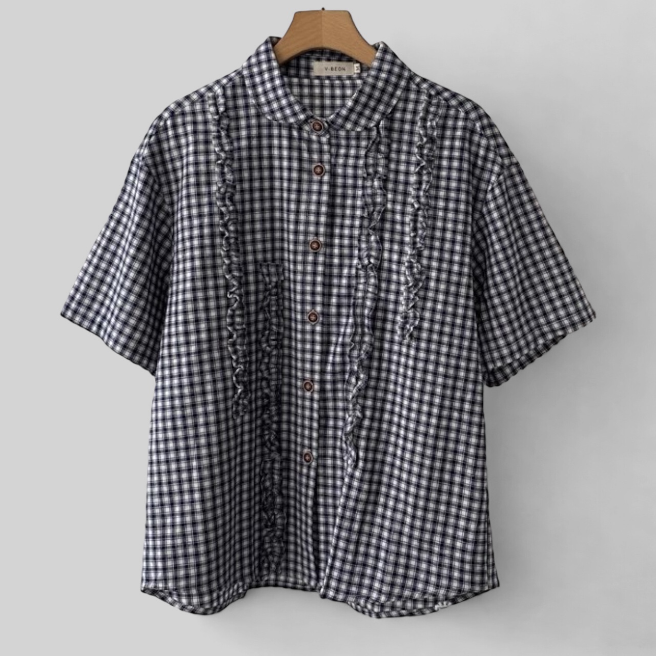 เสื้อผ้าฝ้ายลายสก็อตแต่งระบาย