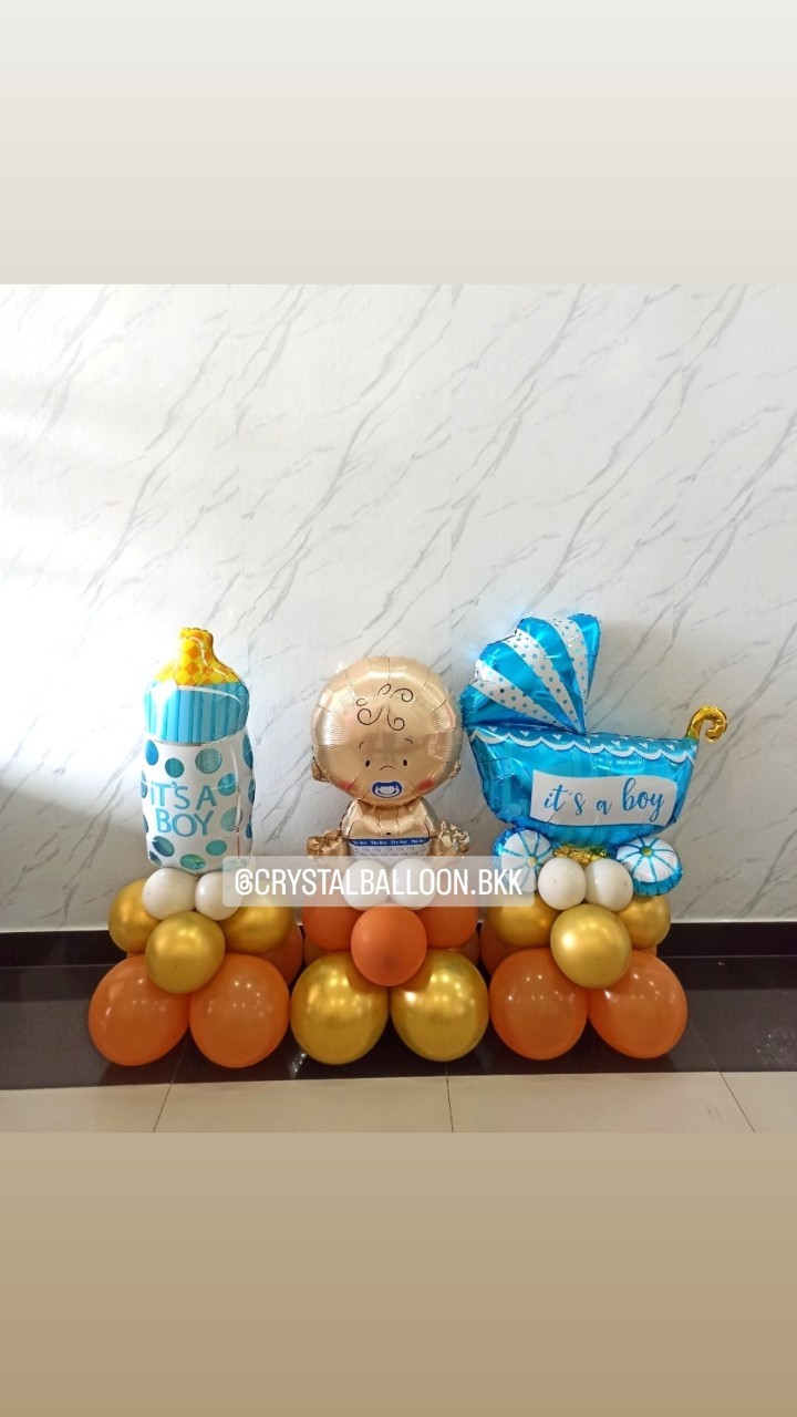 ลูกโป่ง Welcome Baby Boy ฟอยล์เด็ก ตั้งฐาน 1 ชิ้น พร้อม ฟอยล์ขวดนม ตั้งฐาน 1 ชิ้น,ฟอยล์รถเข็น ตั้งฐาน 1 ชิ้น พร้อมตกแต่ง สามารถเปลี่ยนสีลูกโป่ง/เปลี่ยนสี-ฟอยล์ตกแต่งได้