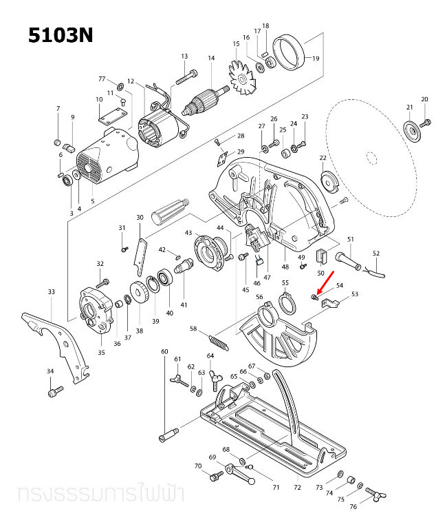 น๊อต เลื่อยวงเดือน Makita 5103N, HM1500, LS1030, 2414, 3501N, HM1500, 5402, 9401, 9924DB Pn.9112111 (แท้) ##