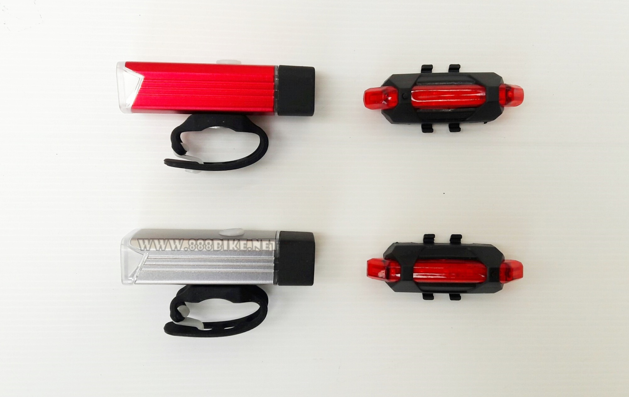 ไฟชุดหน้า-หลัง LINEอลูมิเนียม 180 lumen (USB Recharge),QC-001+PLUS-1