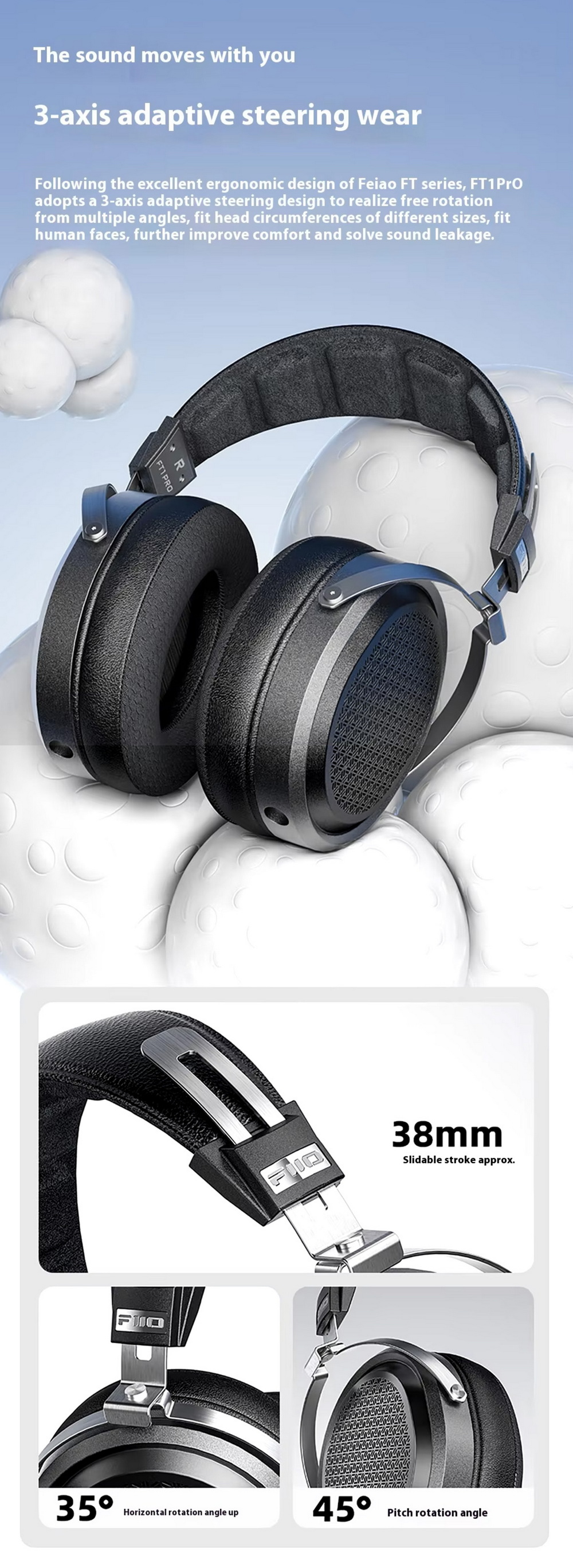 FiiO FT1 PRO หูฟังเฮดโฟนไดรเวอร์ Planar เสียงชัดเจน เวทีเสียงกว้าง ประกันศูนย์ไทย