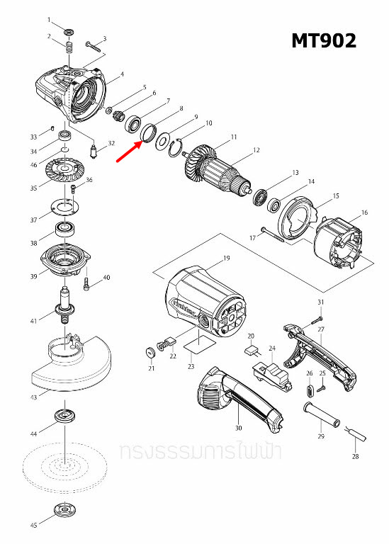 RUBBER RING หินเจียร Maktec-มาคเทค MT902, MT900, MT901 [#8], Makita-มากีต้า รุ่น GA7020, GA7030 [#9] Pn.262085-6 (แท้) ##(*)