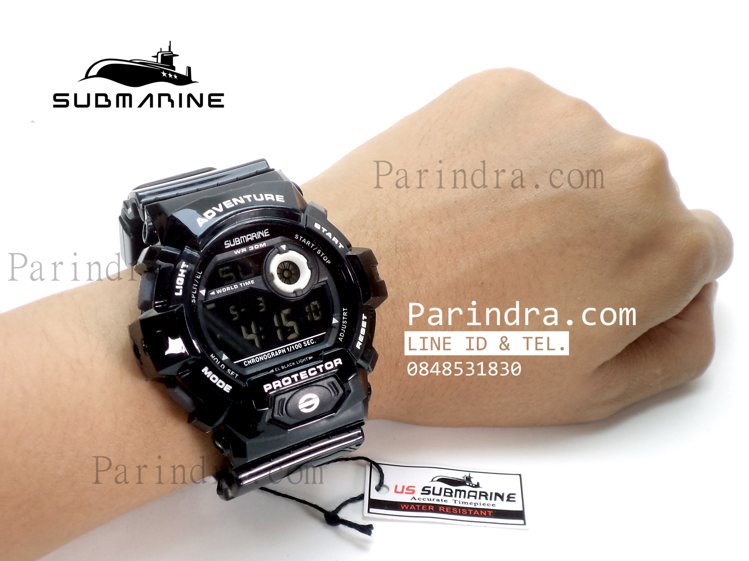 นาฬิกา US submarine TP1329M สีดำล้วน ระบบดิจิตอล สายซิลิโคนผิวมัน