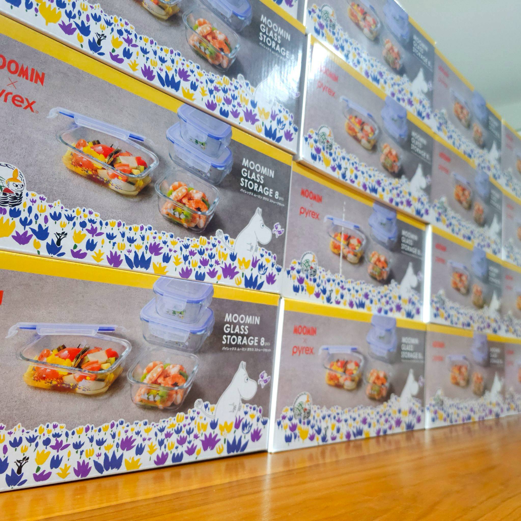 กล่องเก็บแก้ว Pyrex ที่สุดทนทาน Pyrex Moomin Glass Food Storage Container Bowls Set 8pcs ลาย Limited