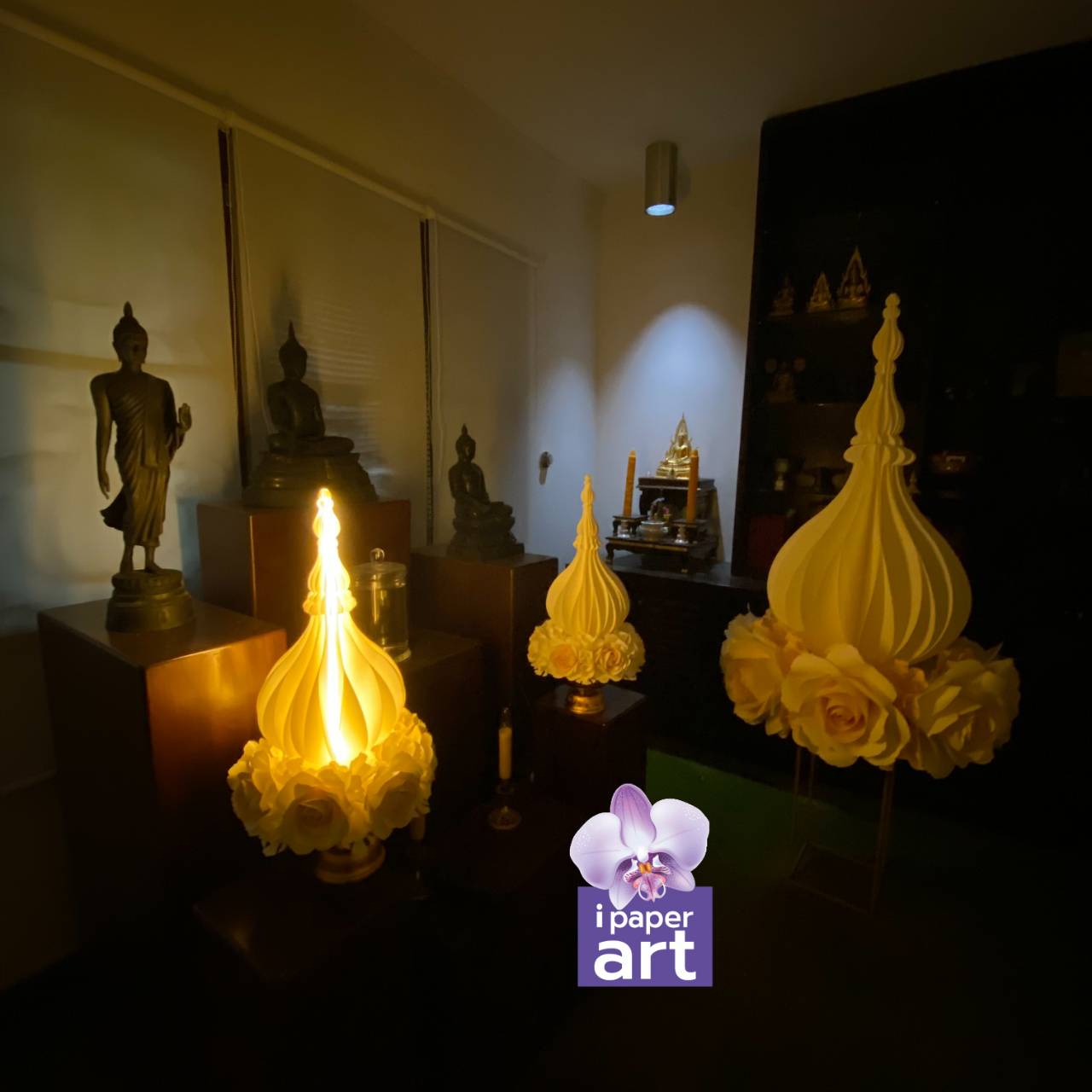 พุ่มเรืองแสง โคมไฟพุ่ม LED แบบสาย USB | วางห้องพระ หิ้งบูชา | สินค้าไทย งานปราณีต