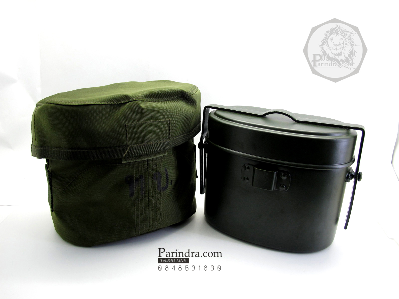 หม้อสนามอลูมิเนียม ทรงอเมริกัน อย่างดี ทหารบก ทบ. สีเขียวขี้ม้า