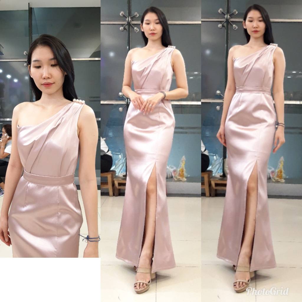 ชุดเพื่อนเจ้าสาว ชุดราตรียาว Vanda - One-shoulder drape top & Mermaid skirt