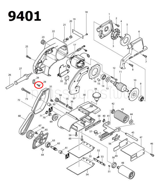 PAN HEAD SCREW M4X18 เครื่องขัดกระดาษทราย Makita มากีต้า 1100, 1600, 1804N, 9035N, 9218SB, 9401, 9924DB, 4100NB, 3612BR Pn.911133-5 (แท้) ##(*)