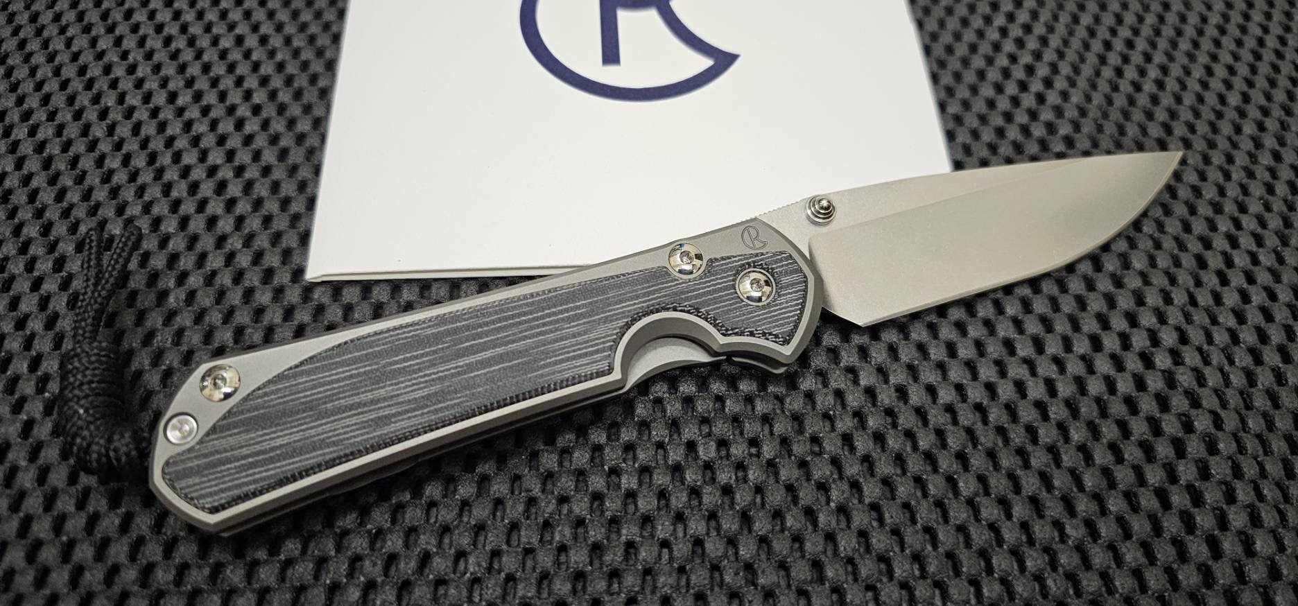 Chris Reeve Large Sebenza 31 Inlay LH Drop Point Glass Blasted Black Canvas Micarta CPM MagnaCut (LHมือซ้าย)