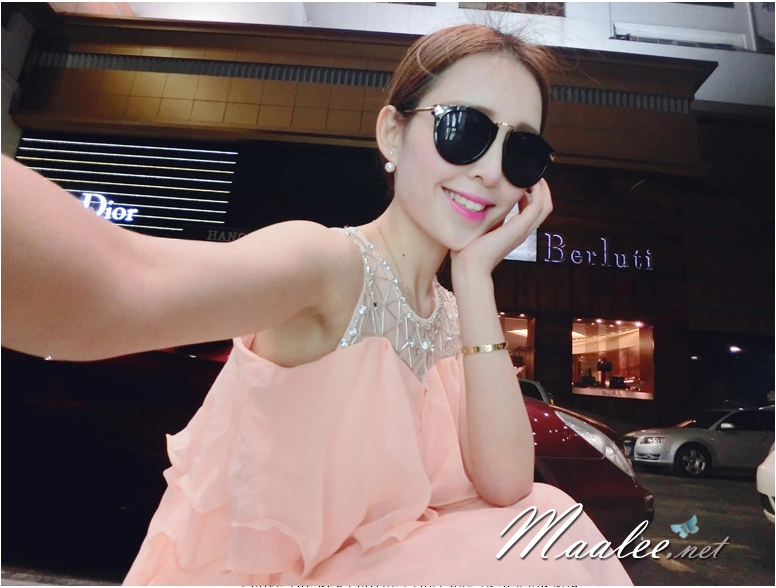 พร้อมส่ง ชุดออกงาน ชุดเดรสสั้น สีชมพู แต่งระบายผ้าไหมชีฟอง ปักเลื่อมช่วงคอ