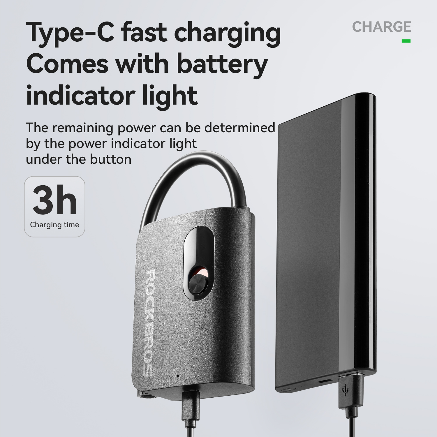 ปั๊มลมไฟฟ้า ROCKBROS Mini Pump แบบพกพา ชาร์จ USB-C ความดันสูง 150 PSI พร้อมหน้าจอดิจิทัล – สำหรับจักรยาน รถยนต์ ลูกบอล