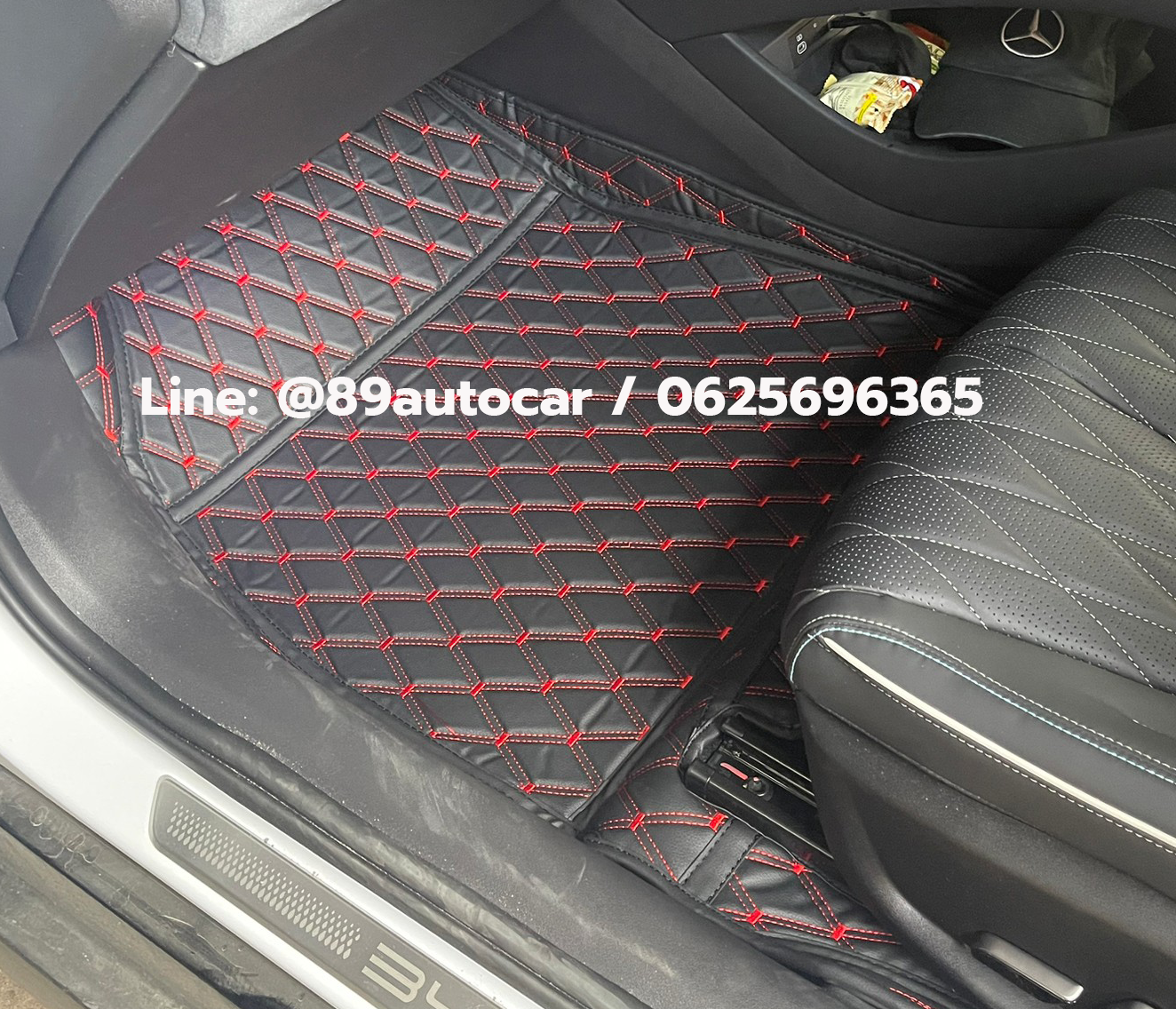 พรมปูพื้นรถยนต์ BYD Seal (บีวายดี ซีล) ปูพรมVVIP สีดำด้ายแดง ในห้องโดยสาร