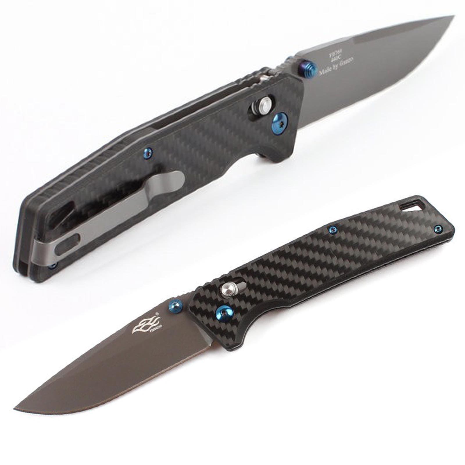 มีดพับ Ganzo รุ่น FB7603CF สีดำ ด้ามลายคาร์บอนไฟเบอร์ ของแท้ 100%