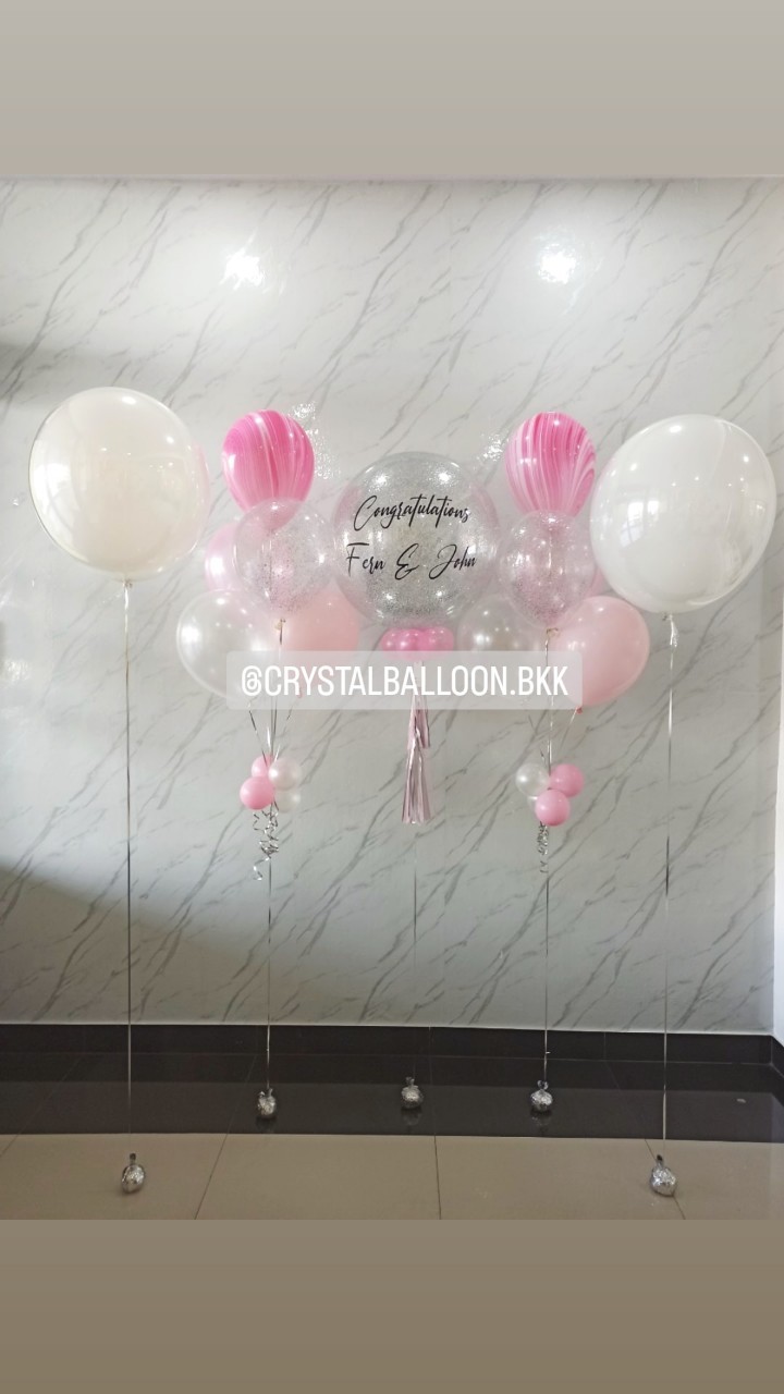 ลูกโป่ง เปิดงาน Bubble 24" กลิตเตอร์สีเงิน พร้อมตกแต่ง ลูกโป่งยาง ขนาด 24" 2 ลูก,ลูกโป่ง 5 ลูก 2 ช่อ,ลูกโป่งลายหินUSAสีชมพู 2 ลูก,ลูกโป่งใส ใส่ กลิตเตอร์สีงิน สามารถเปลี่ยนสีลูกโป้่ง/เปลี่ยสีข้อความ/เปลี่ยนขนาดได้
