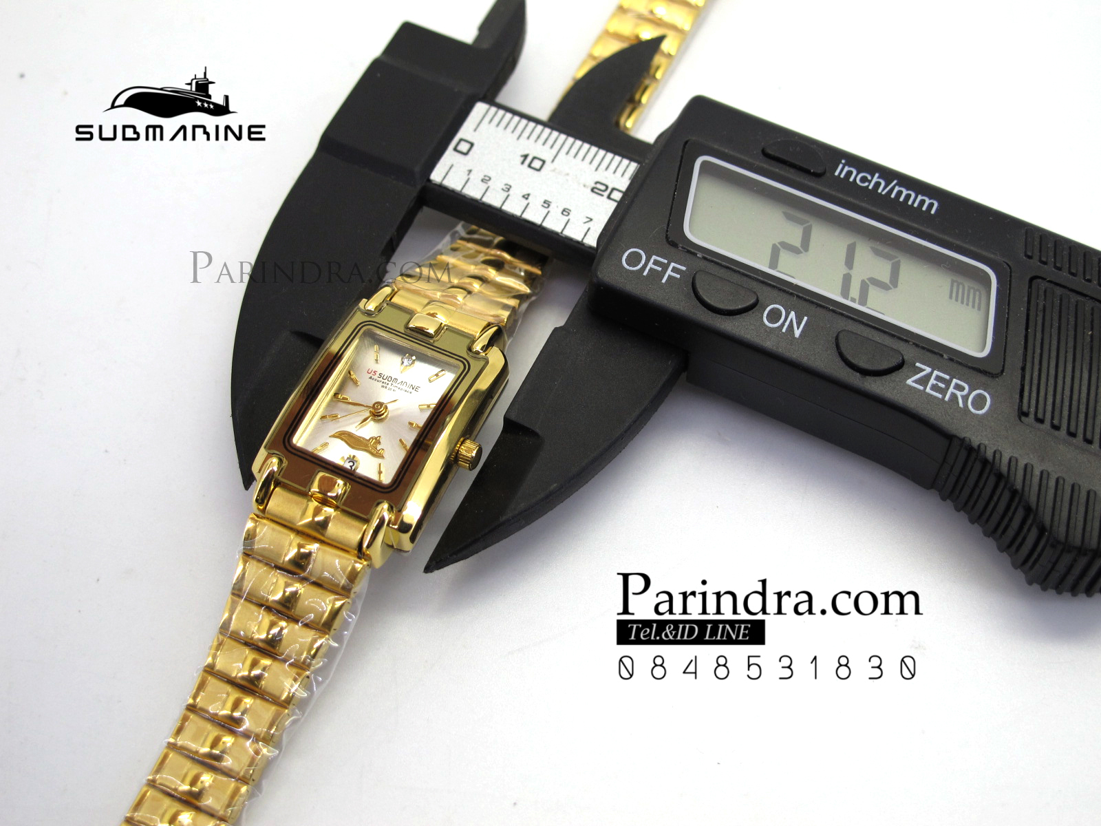 นาฬิกา U.S. submarine รุ่น SUB1014L เรือนเล็ก สายสแตนเลสสีทองหน้าเงิน