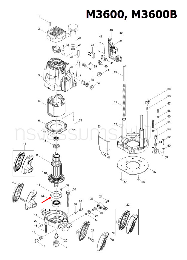 BEARING RETAINER 50 เราท์เตอร์ Maktec, Makita MT360, MT362, M3600, M3600B [#11] Pn.285711-0 (แท้) ##