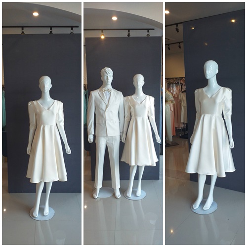 พร้อมเช่า ชุดแต่งงาน มินิมอล ชุดหมั้น แขนสามส่วน