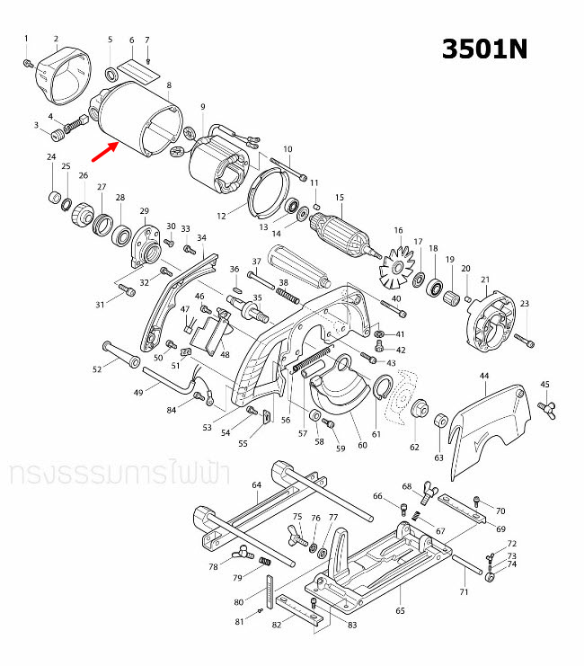 เสื้อฟิลคอยล์ เครื่องเซาะร่อง มากีต้า Makita 3501N [#8] Pn.156150-0 (แท้) ##