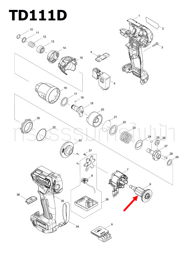 ทุ่น สว่านกระแทกไร้สาย Makita มากีต้า TD111D (แท้) ##