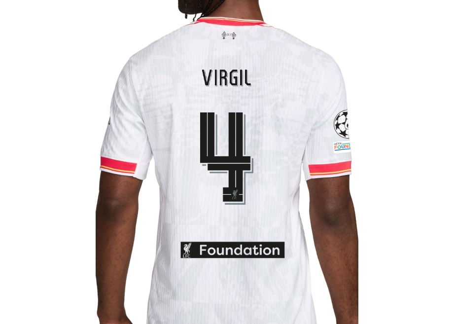 เสื้อลิเวอร์พูล 2024 2025 ชุดที่3 เวอร์ชั่นนักเตะ VIRGIL 4 ฟอนท์สโมสรลิเวอร์พูล ชุดอาร์ม UCL+LFC Foundation ของแท้