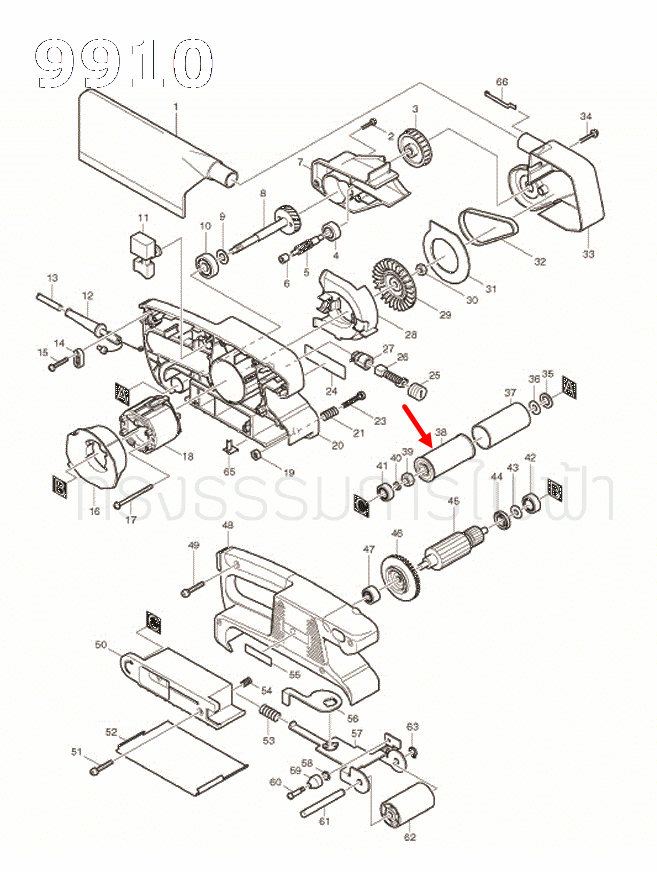 DRIVING ROLLER เครื่องขัดกระดาษทรายสายพาน Makita มากีต้า 9910 Pn.316971-4 (แท้) ##