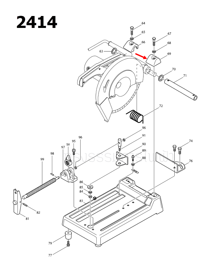 ฝาครอบ แท่นตัดไฟเบอร์ Makita มากีต้า 2414 [#69] Pn.345142-6 (แท้) ##