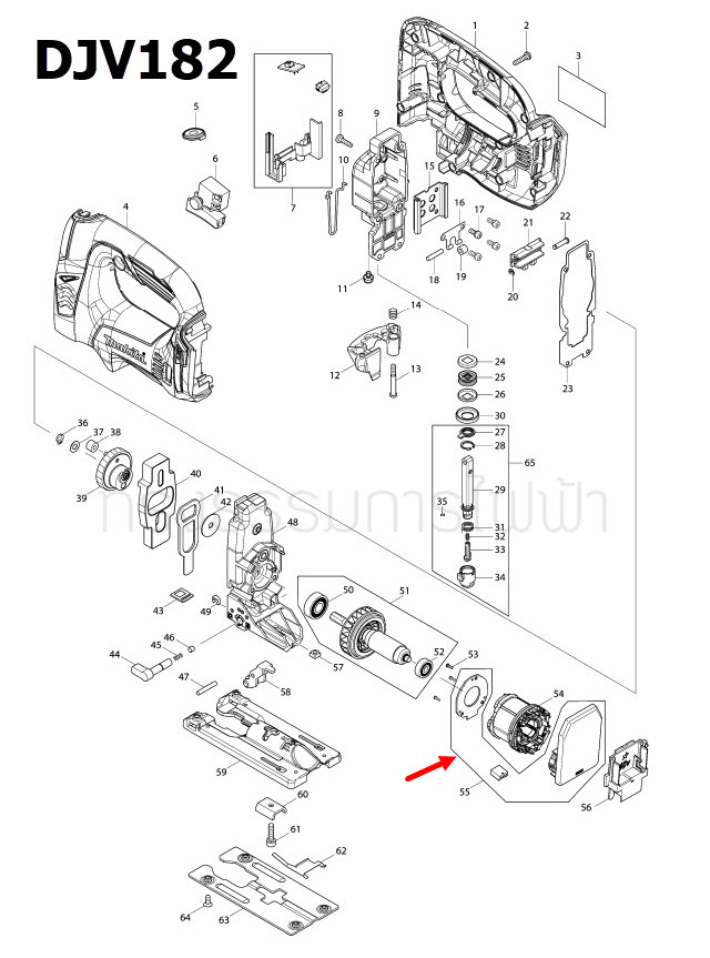 CONTROLLER เลื่อยจิ๊กซอว์ไร้สาย Makita มากีต้า DJV182 [#55] Pn.620248-4 (แท้) ##