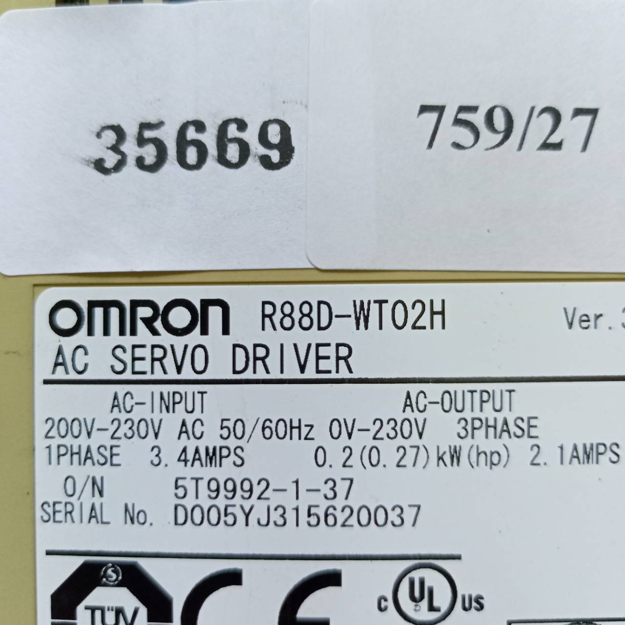 R88D-WT02H SERVO DRIVE " OMRON "