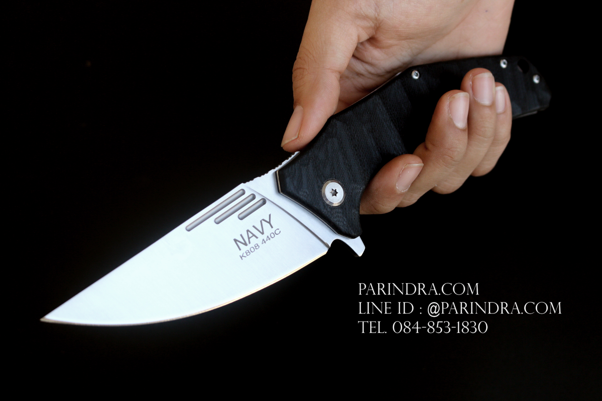 มีดพับ Navy รุ่น K808B สีดำ ใบสีเงิน ด้าม G10 ทรงสวย ของแท้ 100%