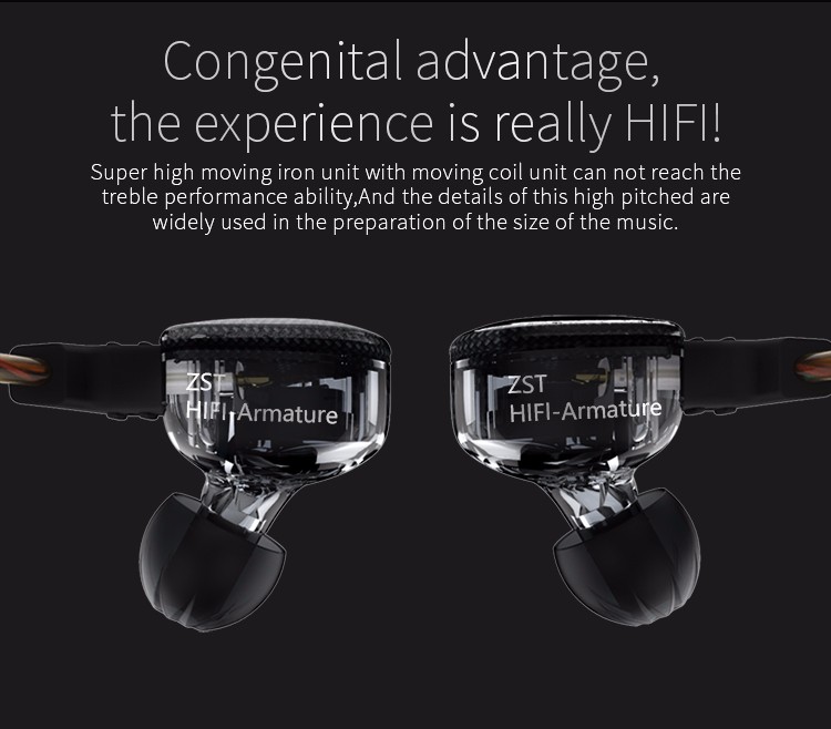 ขาย KZ ZST หูฟัง hybrid driver 1DD+1BA ระดับ HiFi เบสลึก ถอดสายได้ ดีไซน์หรู