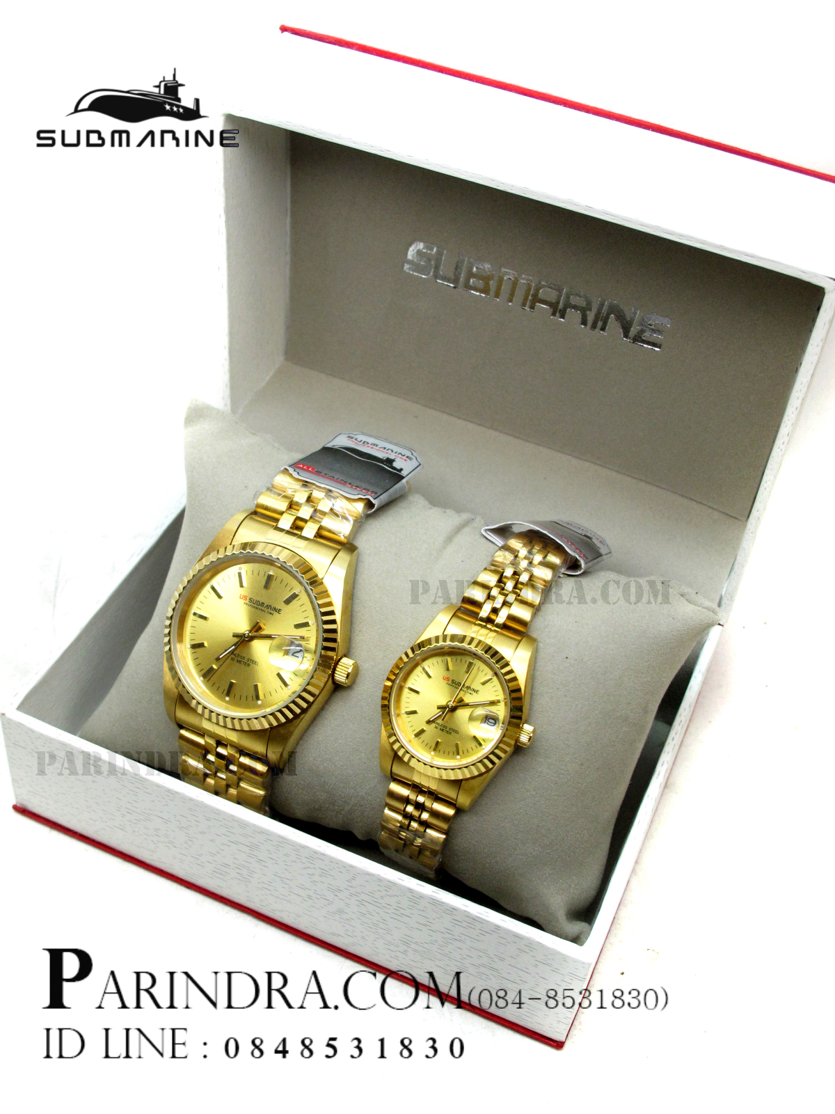 นาฬิกา US submarine รุ่น SUB108 D คู่ สุดคุ้ม สีทองล้วน
