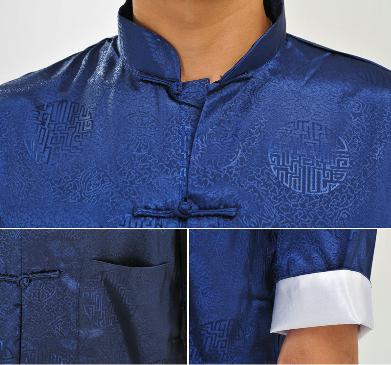 พร้อมส่ง เสื้อจีนชาย สีน้ำเงิน (เฉพาะเสื้อ XL)