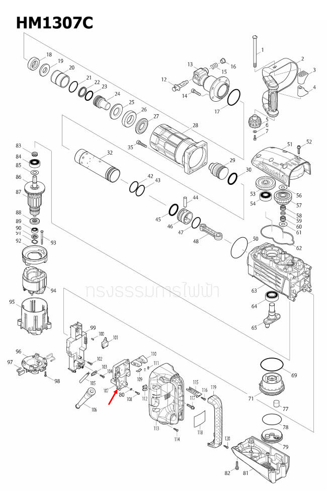 CONTROLLER สกัดไฟฟ้า Makita มากีต้า HM1307C [#107] Pn.620228-0 (แท้) ##