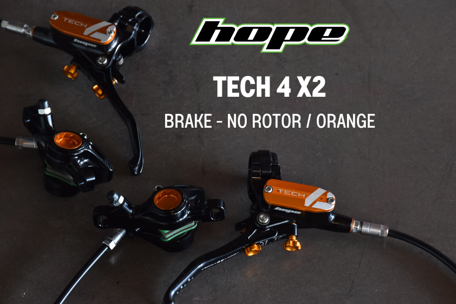 ชุดดิสเบรคหน้า-หลัง HOPE TECH 4 X2 NO-ROTOR DISC BRAKE SET (front+rear) "Our hard hitting downhill brake"