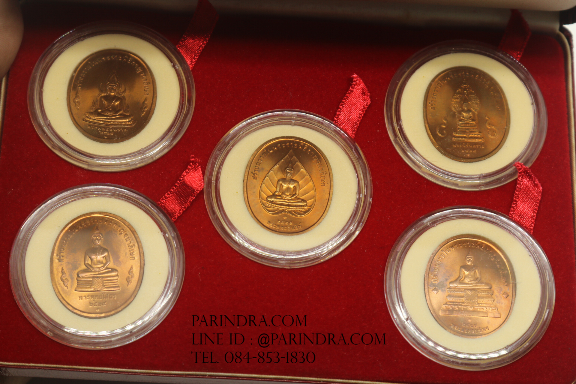 เหรียญรัชกาลที่ 9 ชุดเหรียญพระพุทธปัญจภาคี ในพระราชพิธีกาญจนาภิเษก ครบ 5 แบบ ปี 2539 เนื้อทองแดง ผิวเดิม เหรียญแท้ 100%